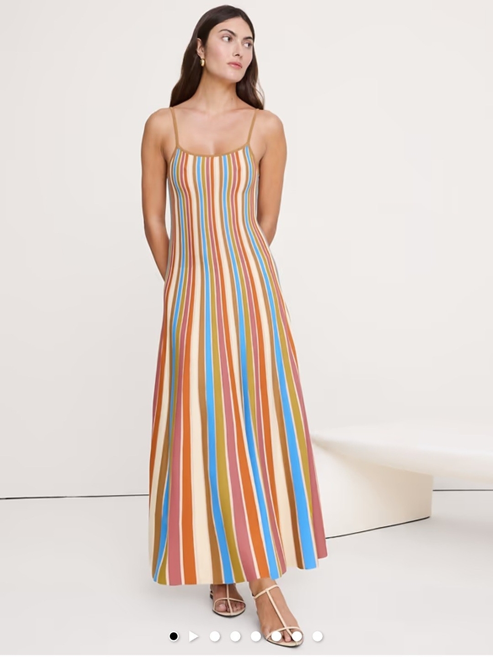 Banana Republic Multicolor Striped Maxi Dress in Rust, Blue & Cream